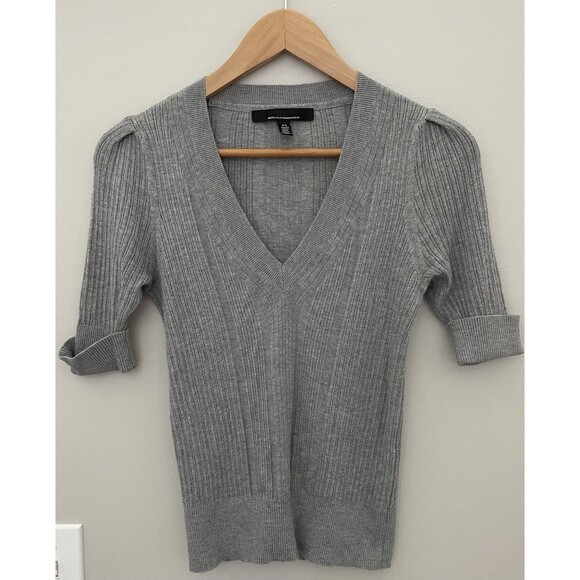 WHBM Ladies XS Gray Cashmere Blend Vneck Elbow Length Sleeve Sweater - Picture 6 of 9